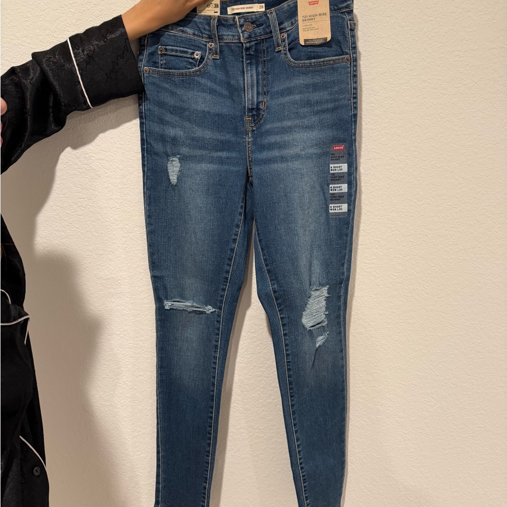 Levi's Blue Skinny Jeans with Distressed Details